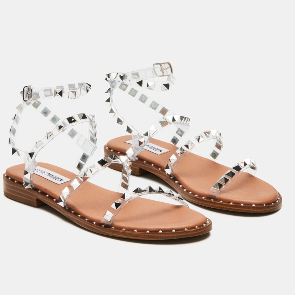 Steve Madden Travel Clear Studded Sandal Size 8.5